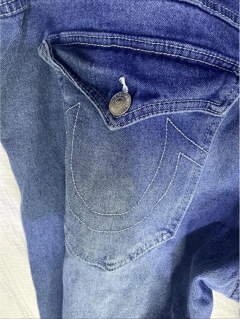 True Religion Mens 44 Relaxed Slim Blue Denim Flap Pocket Dark Wash